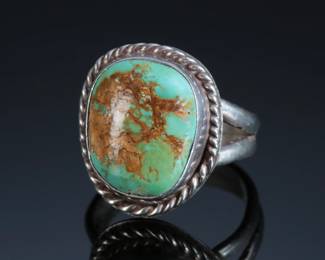 Navajo Silver & Turquoise Traditional Ring Native American Jewelry