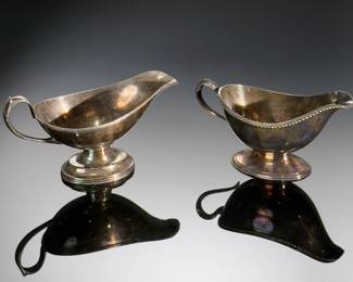 Lot of 2 Vintage Silver Plated Gravy Boats
