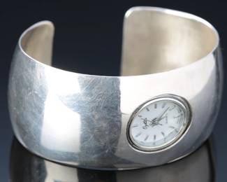 Navajo Clayton Chez Tsosie Sterling Silver Watch Cuff Ladies Native American Jewelry