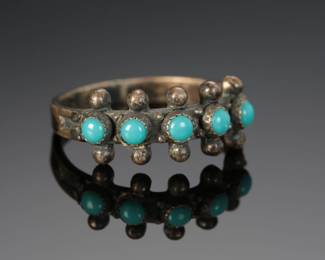 Vintage Navajo Sterling Silver & Turquoise Snake Eye Ring
