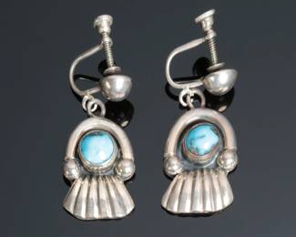 Native American Silver & Turquoise Clip-On earrings