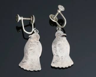 Native American Hand Stamped Bird Clip-On Earrings