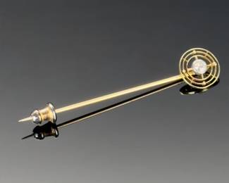 14k Gold & Diamond Stick Pin