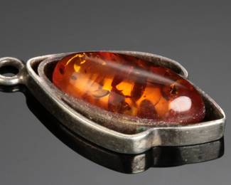 Vintage Silver & Amber Pendant