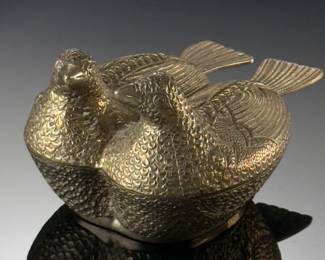 Vintage Brass Love birds Trinket Container Mottahedeh Design