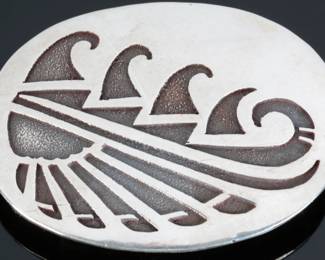 Hopi Silver Overlay Belt Buckle Native American