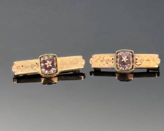 Lot of 2 Starry Amethyst Elegance Vintage Filigree Brooch Pair