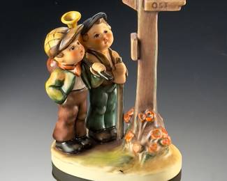 Goebel Hummel #331 Crossroads Halt Sign Down Porcelain Figurine