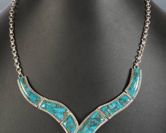 David Freeland Jr. Ithaca Peak Turquoise Sterling Necklace Southwest Jewelry