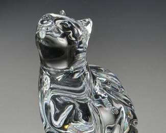 Waterford Crystal Cat Looking Up Figurine