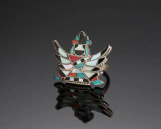 Zuni Knifing Multi-Stone Inlay Ring Native American Jewelry