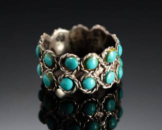 Vintage Mexican Silver & Snake Eye Turquoise Ring