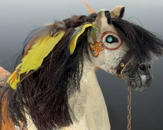 Dave & Sandy Daniels Peace Pony Southwest Studio Art Wood Mixed Media Horse Sculpture Folk Art