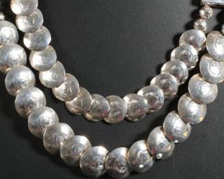 Navajo Virginia Tso Silver Stamped Disk Bead Necklace Native American Jewelry