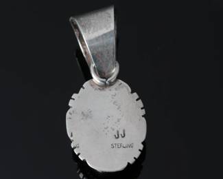 Navajo Sterling SIlver Coober Pedy Opal Pendant SIGNED Native American Jewelry