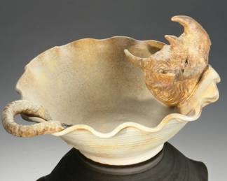 Studio Art Pottery Rhinoceros Bowl