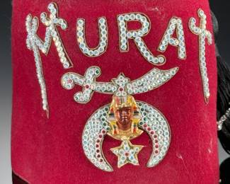 Jeweled El Bekal Fez Cap Shriner Masonic Freemason Wool Club Lodge Hat MURAT Shrine Temple