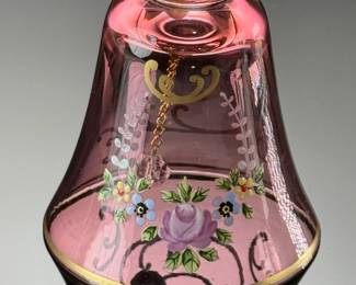 Cranberry glass Hand Painted Bell