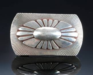 Navajo Sam Begay Sterling Silver Concho Belt Buckle Native American
