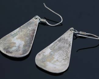 Mexico Alpaca SIlver & Onyx Batman Drop Earrings