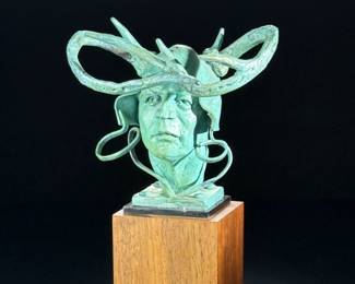 *Original* Theodore Ted Gall “Antlered Guardian: The Sentinel of Dreams” Head Bronze Sculpture
