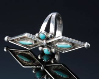 Navajo Silver & Turquoise Ring SZ: 6 Native American Jewelry