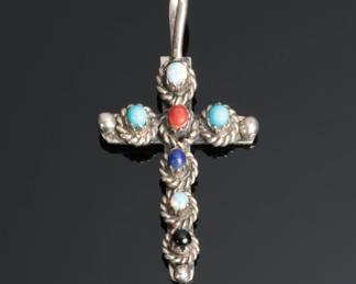 Native American Multi-Stone Cross Pendant
