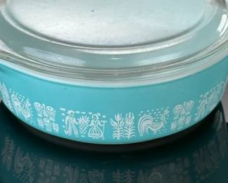 Pyrex #471 Turquoise Blue Amish Butterprint 1 pt Casserole Dish With Lid