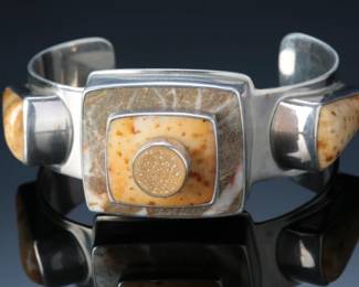 Darla Nordstrom Custom Modernist Cuff Bracelet Druzy Quartz Jasper