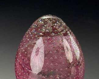 Controlled Bubble Egg Paperweight Studio Art Glass Murano
