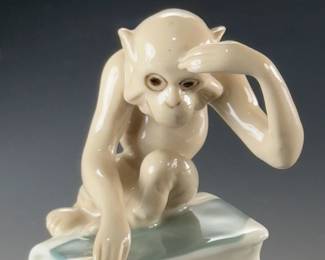 Royal Dux 82 Monkey Figurine Porcelain