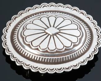 Navajo Sterling Silver Concho Belt Buckle Native American