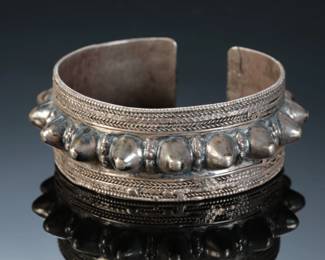 Omani Silver Banagir Bu Shawk Spike Cuff Bracelet