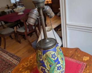 Keramis Art Deco lamp, porcelain, signed, works