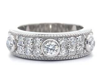 NEW! Modern 1.62 Carat Pavé Diamond Bezel Ring