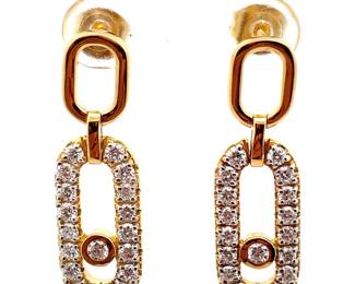 Sparkling Pavé Diamond Paperclip Link Dangle Earrings