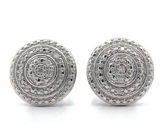 Round Natural Diamond Milgrain Vintage Style Stud Earrings