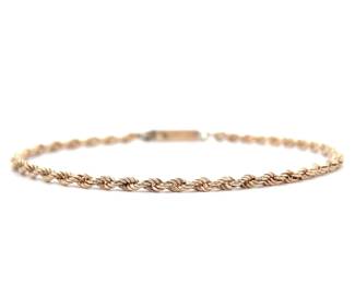 Classic & Slim Rope Chain Bracelet in 14k Yellow Gold