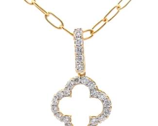 NEW! 2 Carat Pavé Diamond Flower Pendant Paperclip Chain Necklace
