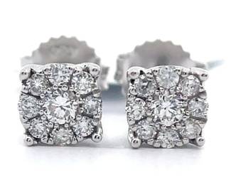 NEW! 0.50 Carat Diamond Round Cluster Flower Stud Earrings