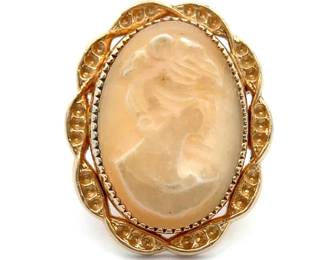 Gold Filled Vintage Cameo Brooch
