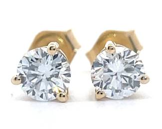 NEW! 0.50 Carat Diamond Solitaire Stud Earrings in 14k Yellow Gold