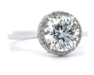 NEW! 2.38 Carat Pavé Diamond Halo Ring in 14k White Gold