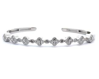 NEW! 1.50 Carat Diamond Flower Delicate Bangle Bracelet Cuff