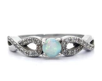 White Opal Infinity Symbol Estate Ring