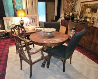 Antique round claw foot table