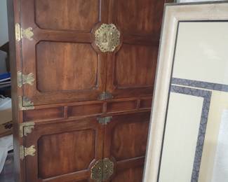 Antique Oriental armour cabinet