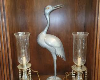 Vintage Pewter crane