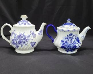 Cobalt blue and white porcelain tea pots