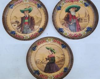 Austrian Hand-Painted Wooden Plates 1926